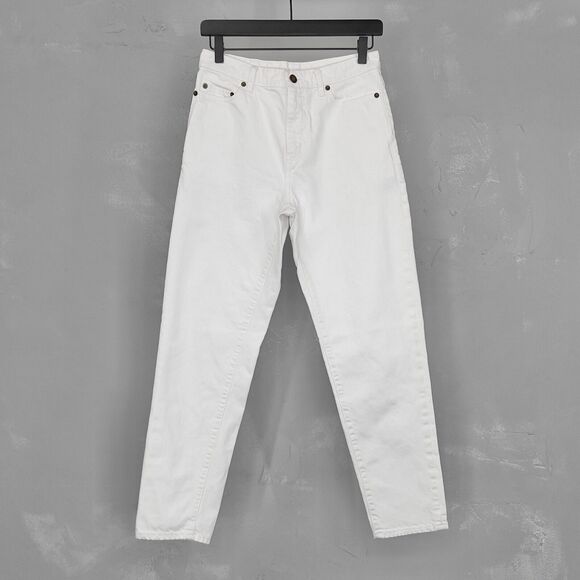 Saint Laurent D18 W/BG-LW White Denim Loose Tapered Women's Jeans 25 - Picture 1 of 9